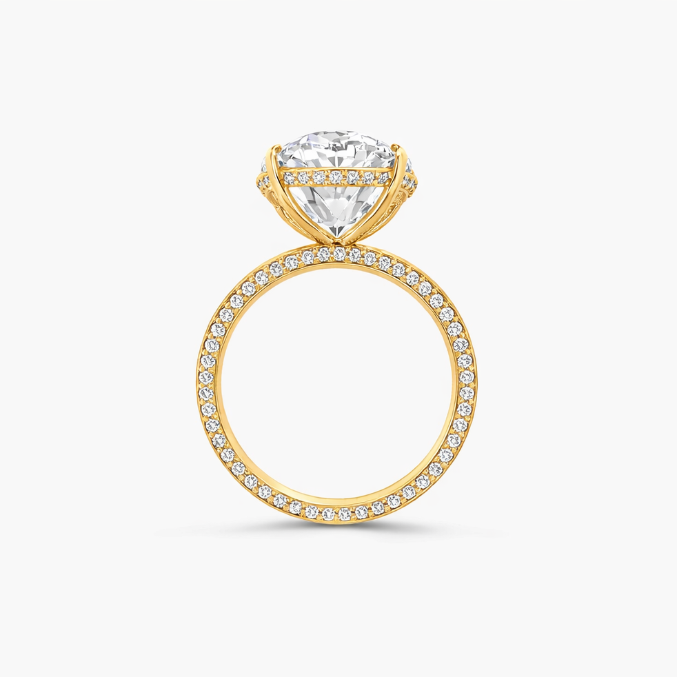 Women's Ring 9CT Oval Hidden Halo Engagement Ring in 10k Gold Pochy Jewelry in Miami