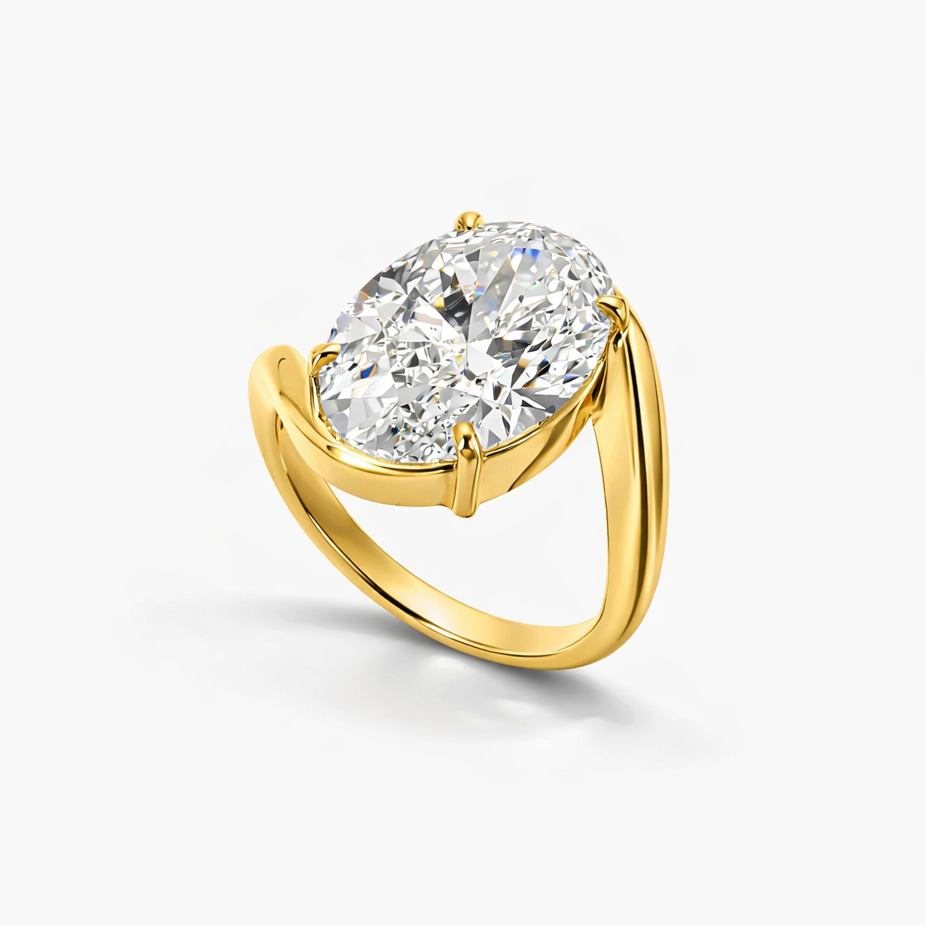 Women's Ring 7 CT Oval Solitaire Engagement Ring in 10k Gold Pochy Jewelry in Miami