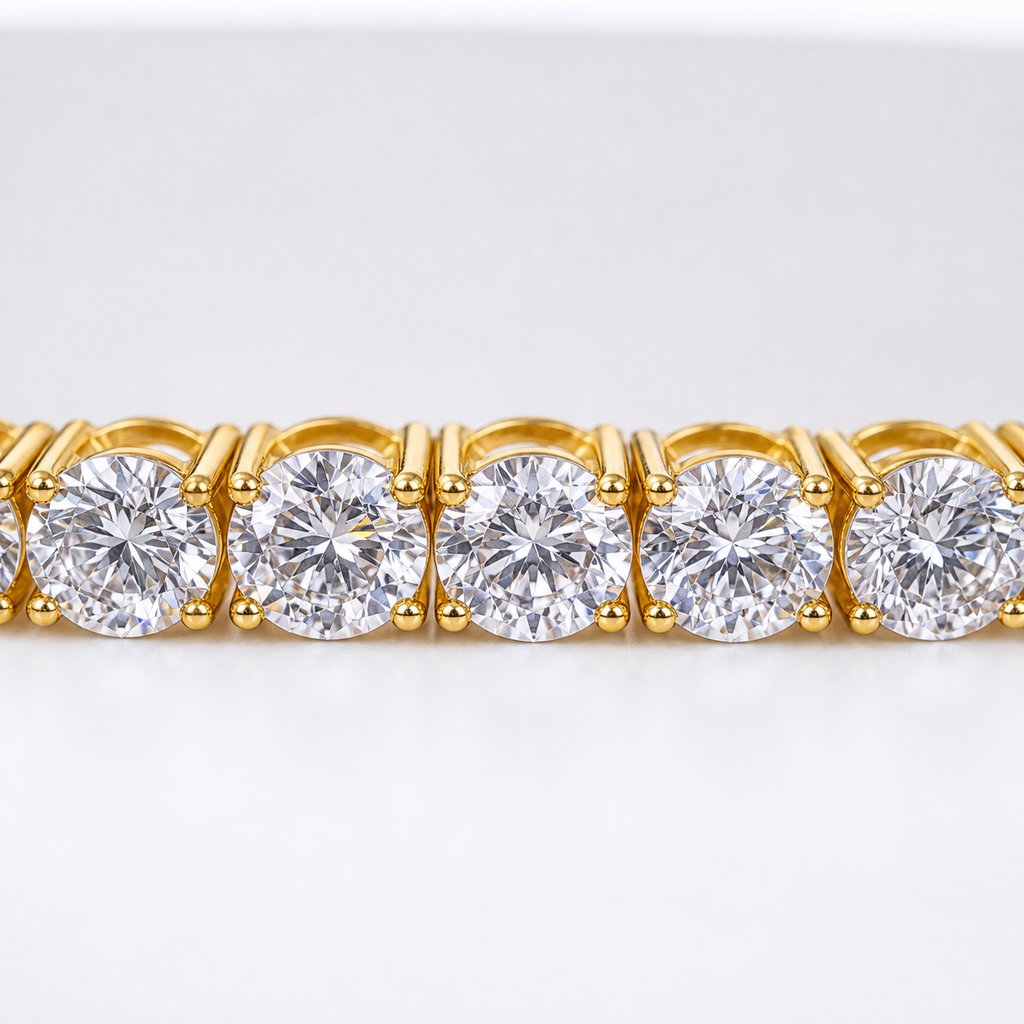 Women's Bracelet 3mm Lab Diamond Tennis Bracelet in 10K Gold Pochy Jewelry in Miami