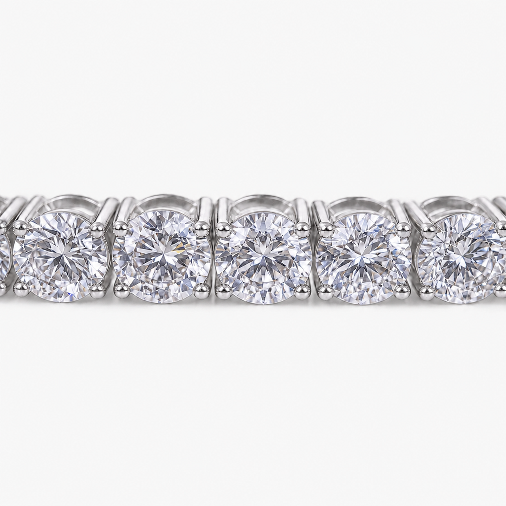 Women's Bracelet 3mm Lab Diamond Tennis Bracelet in 10K White Gold Pochy Jewelry in Miami