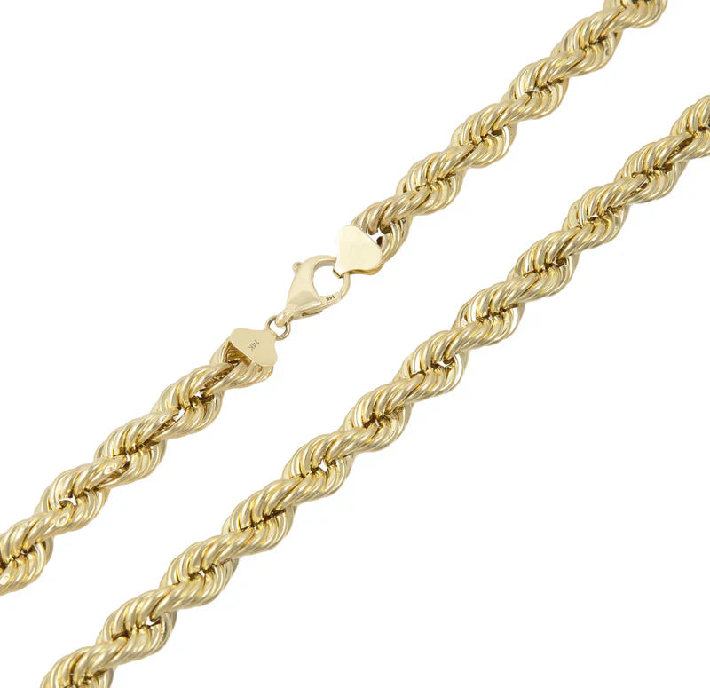 Necklace Rope Chain Hallow in 10K Gold Pochy Jewelry in Miami