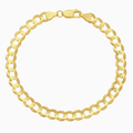 Men's Bracelet 10K Yellow Gold Flat Curb Link Bracelet Pochy Jewelry in Miami
