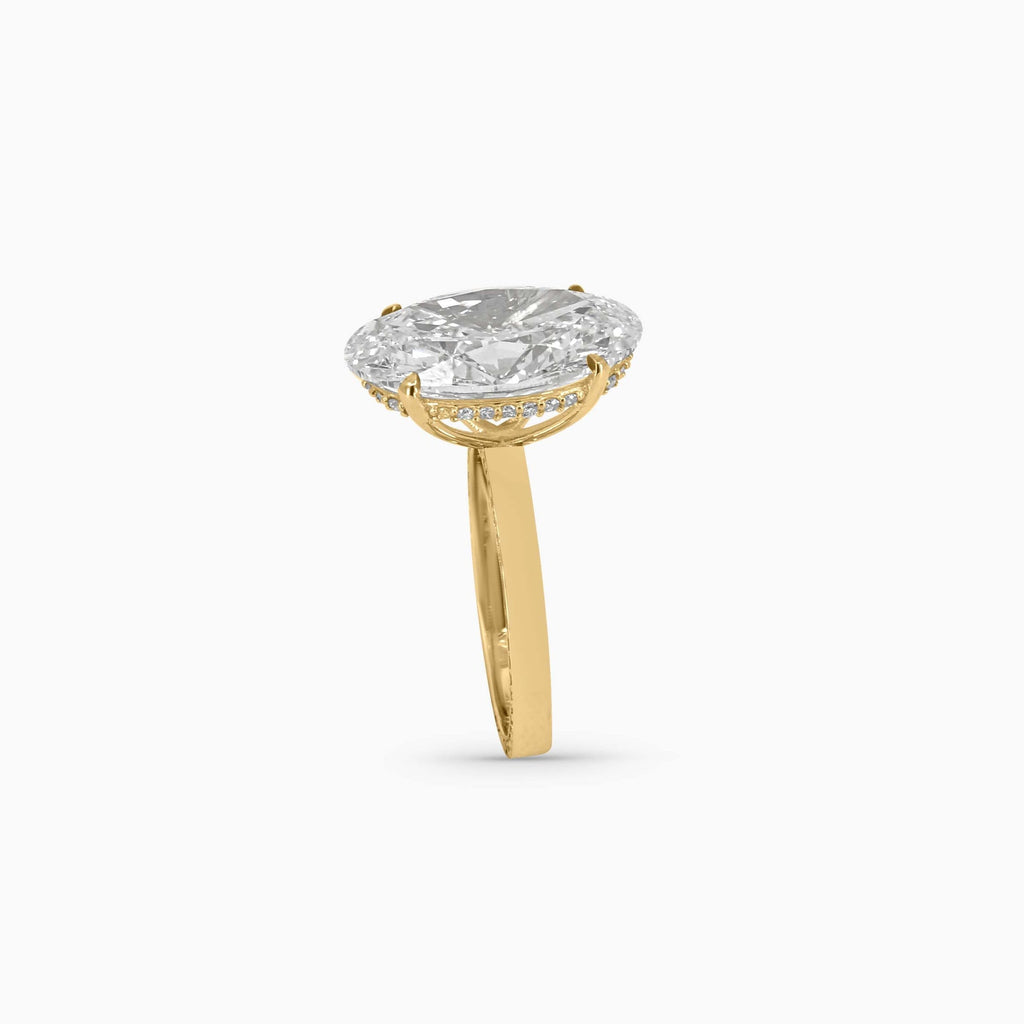 Women's Ring 9CT Oval Hidden Halo Engagement Ring in 10k Gold Pochy Jewelry in Miami