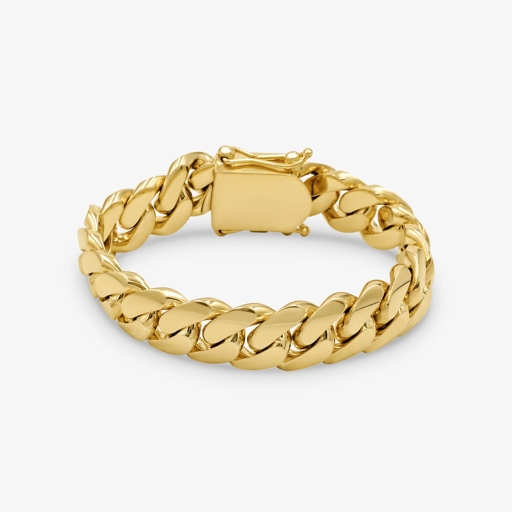 Cuban Link Bracelet 14mm Cuban Link Bracelet - Solid Gold Handcrafted in Miami Pochy Jewelry in Miami