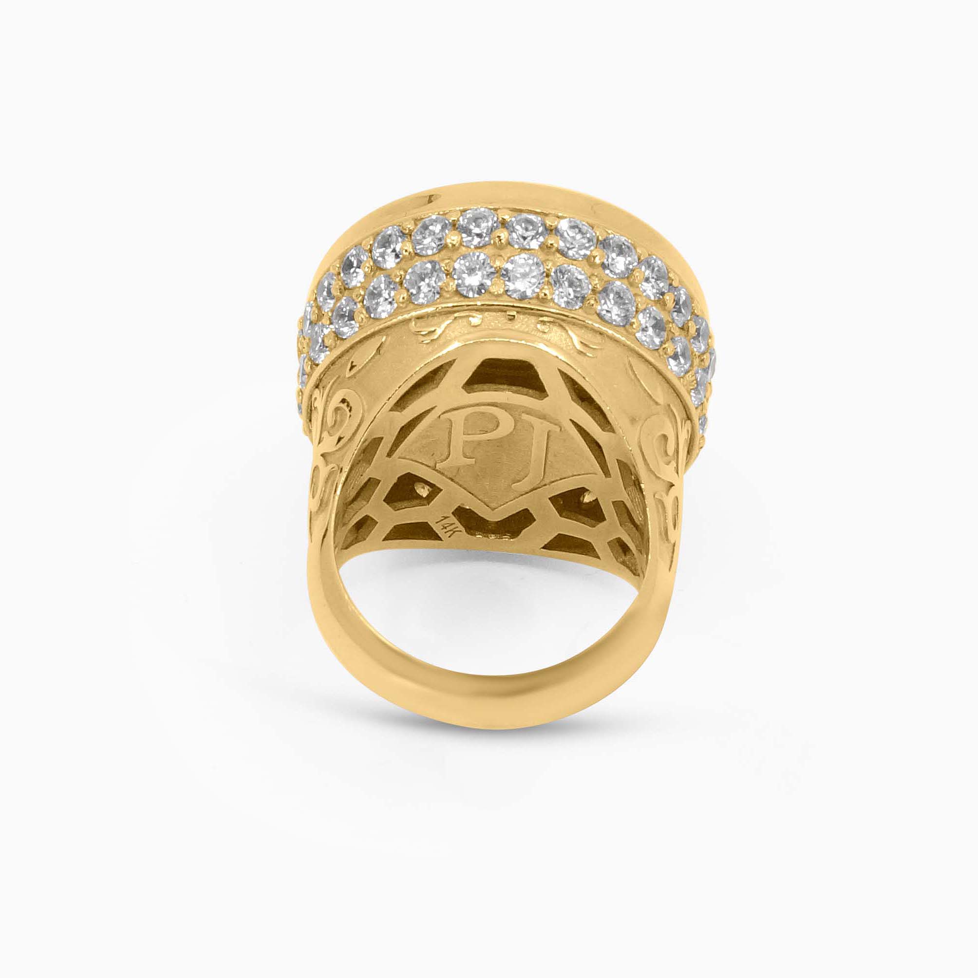 Mens Fashion Ring Gold Round Ring – Multi-Layered Iced Out Design Pochy Jewelry in Miami