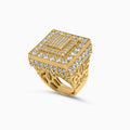 Mens Fashion Ring Gold Square Ring – Pyramid Top with Radiant Accents Pochy Jewelry in Miami