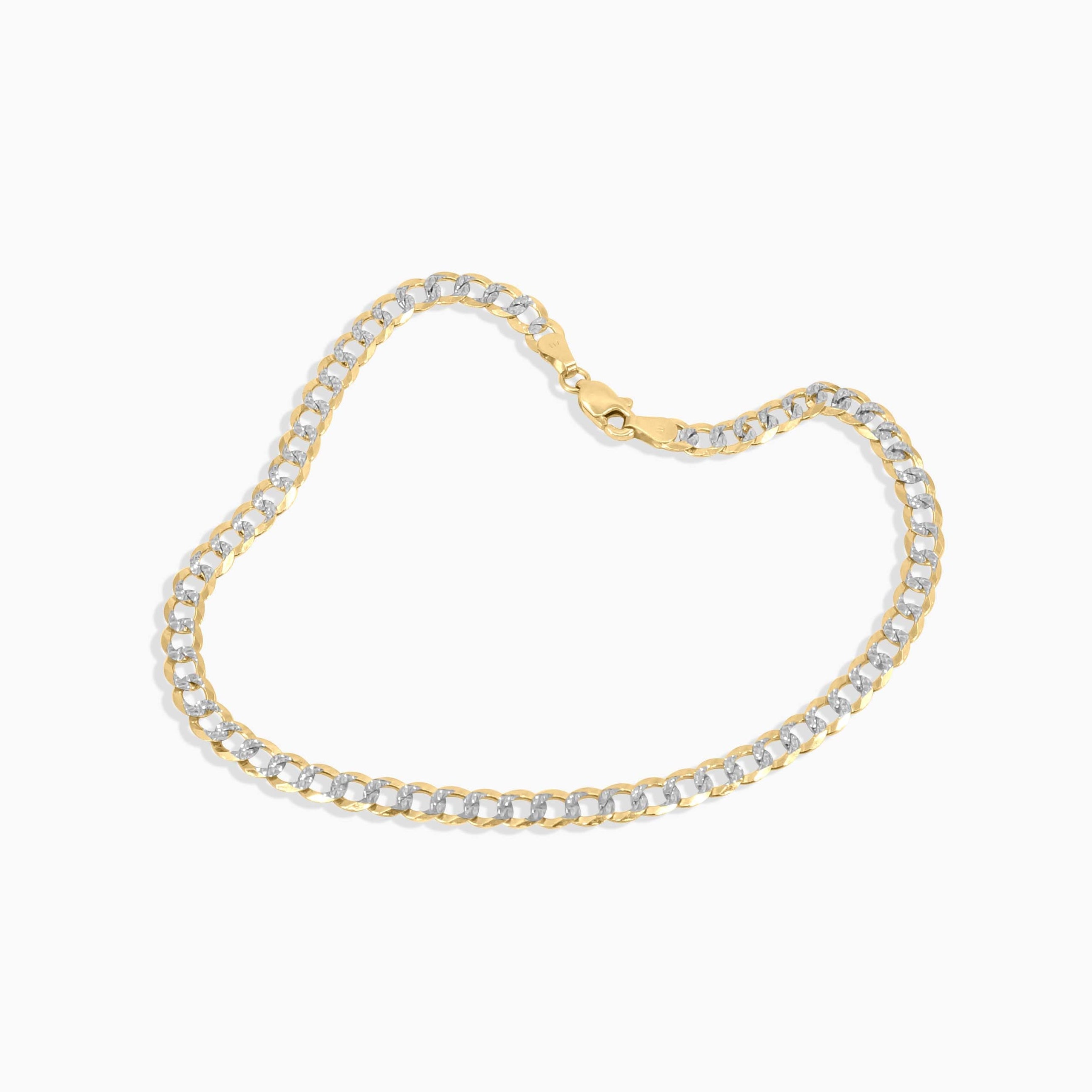 Anklet Diamond Cut Curb Link Anklet in 10k Pochy Jewelry in Miami