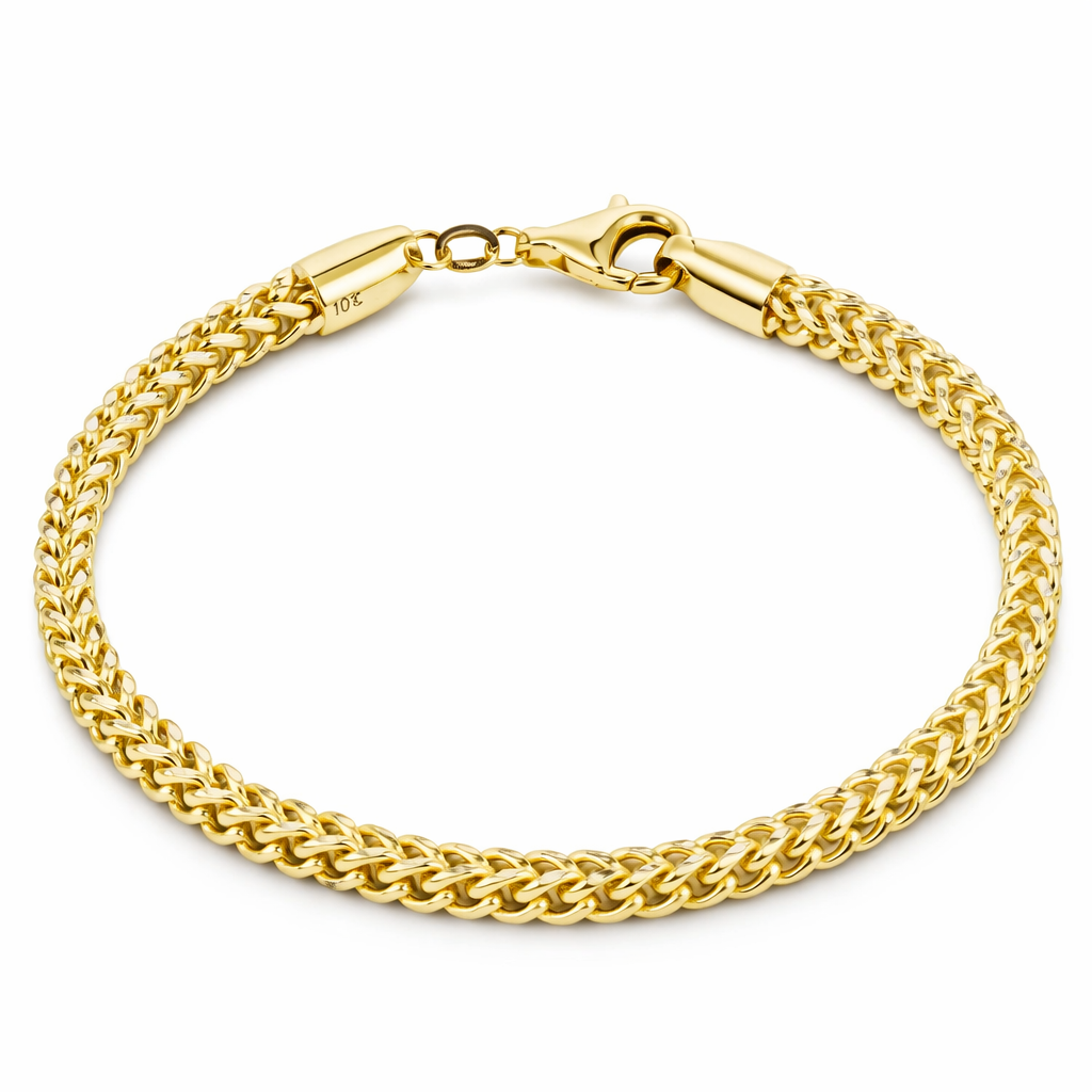Men's Bracelet 10K Yellow Gold Franco Bracelet Pochy Jewelry in Miami