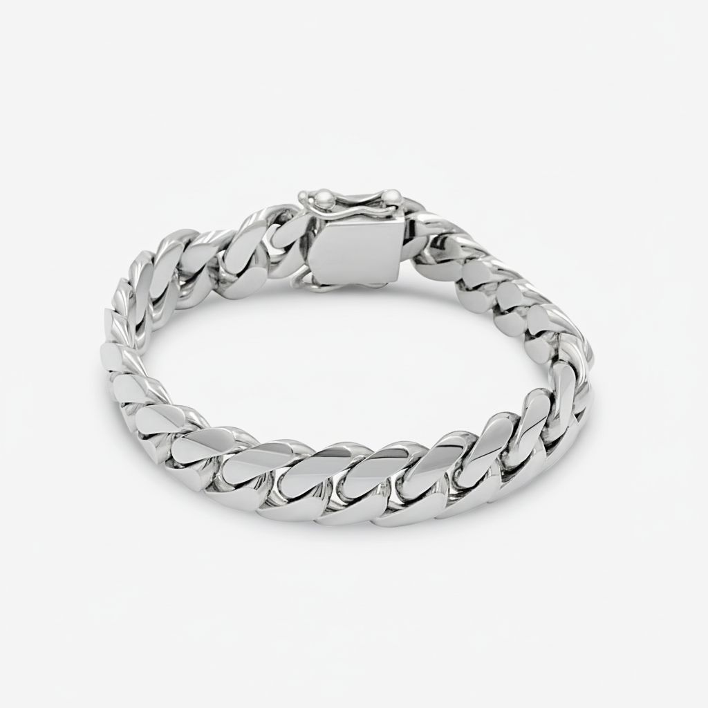 Cuban Link Bracelet 12mm Silver Cuban Link Bracelet - Solid Silver Handcrafted in Miami Pochy Jewelry in Miami