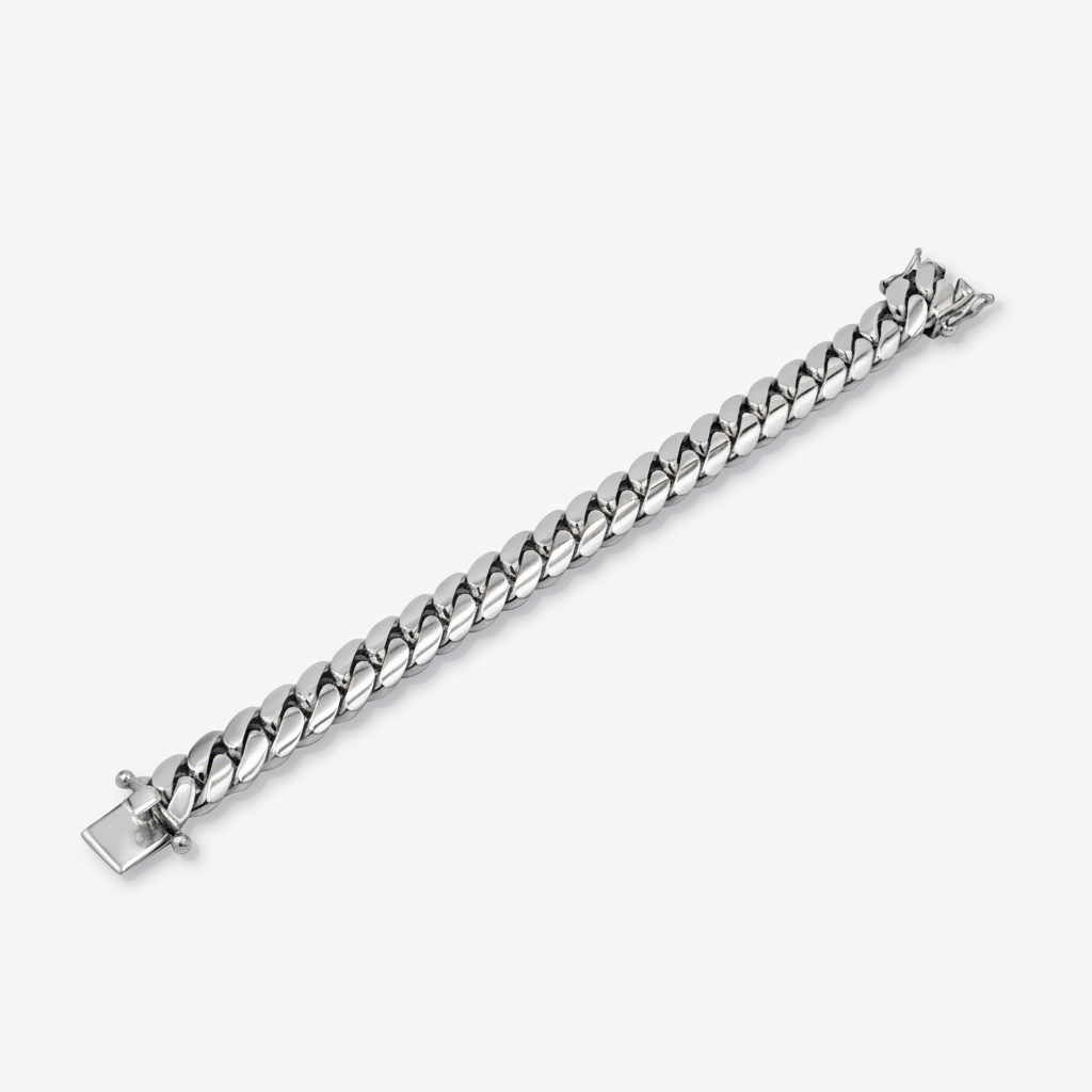 Cuban Link Bracelet 12mm Silver Cuban Link Bracelet - Solid Silver Handcrafted in Miami Pochy Jewelry in Miami