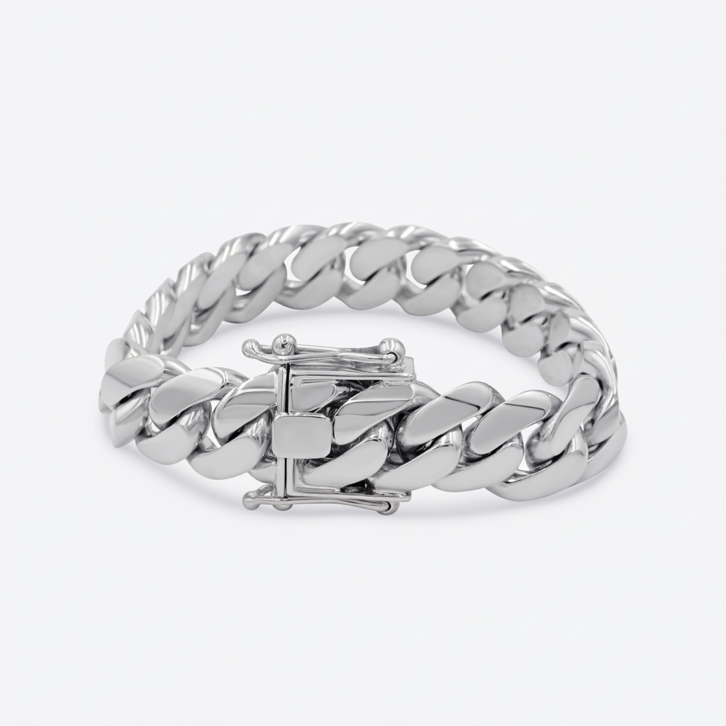 Cuban Link Bracelet 15mm Silver Cuban Link Bracelet - Solid Silver Handcrafted in Miami Pochy Jewelry in Miami