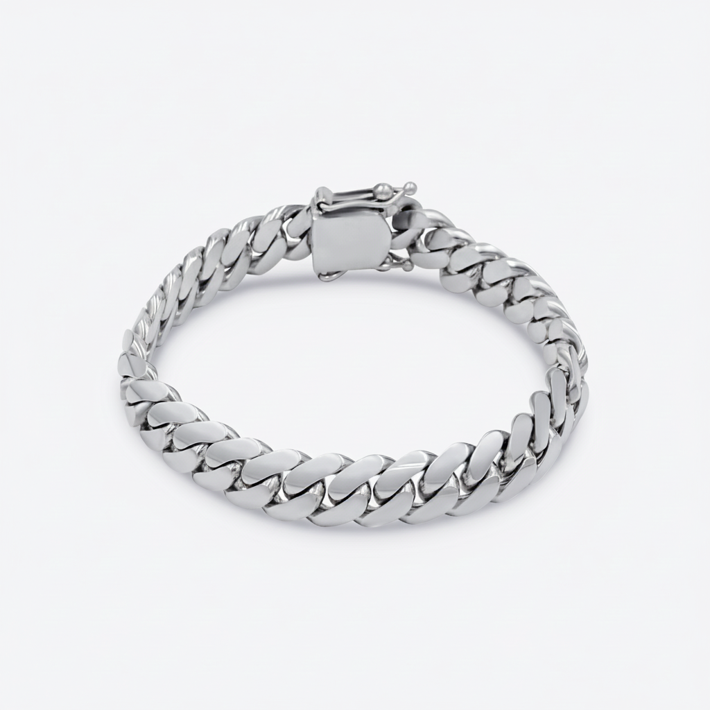 Cuban Link Bracelet 10mm Silver Cuban Link Bracelet - Solid Silver Handcrafted in Miami Pochy Jewelry in Miami