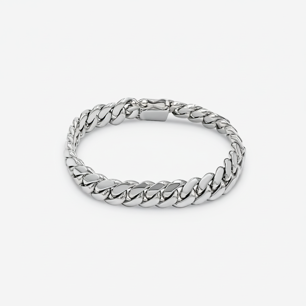 Cuban Link Bracelet 7mm Silver Cuban Link Bracelet - Solid Silver Handcrafted in Miami Pochy Jewelry in Miami