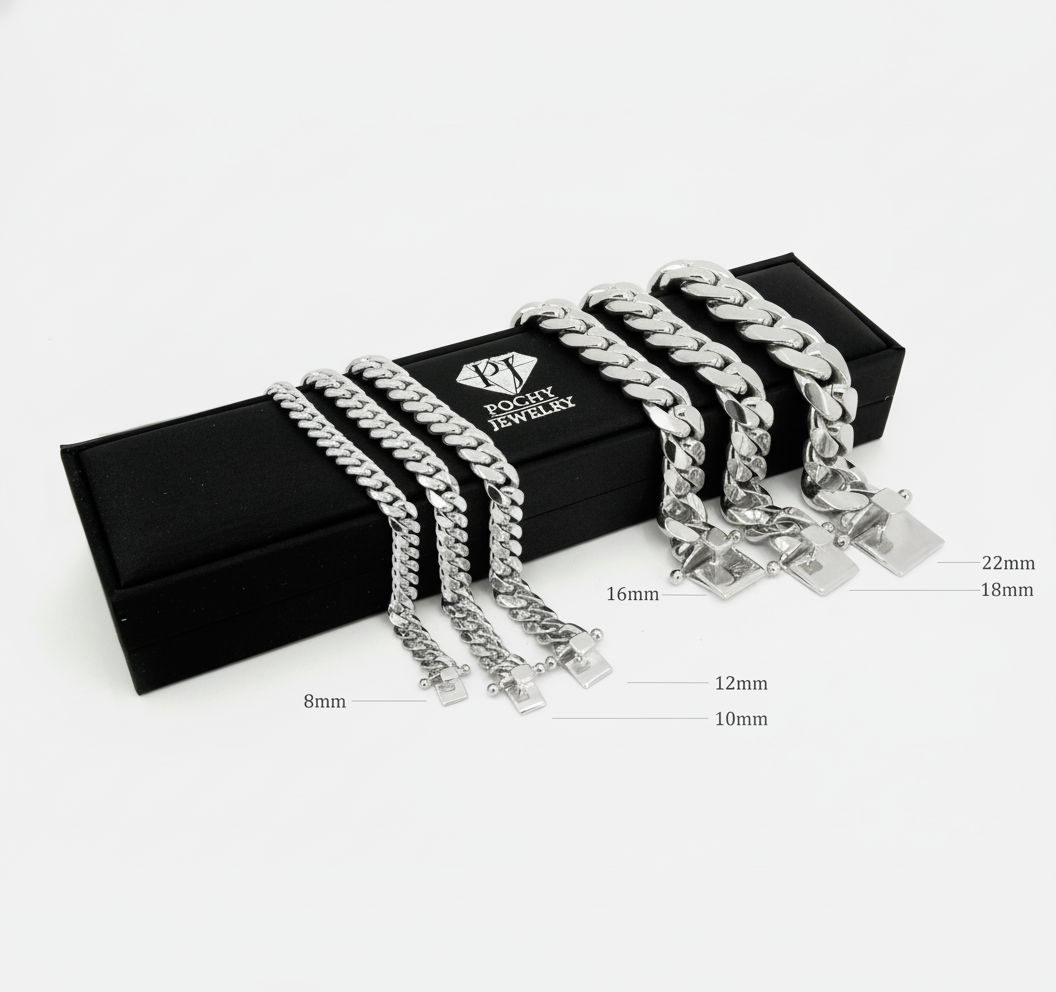 Cuban Link Bracelet 10mm Silver Cuban Link Bracelet - Solid Silver Handcrafted in Miami Pochy Jewelry in Miami
