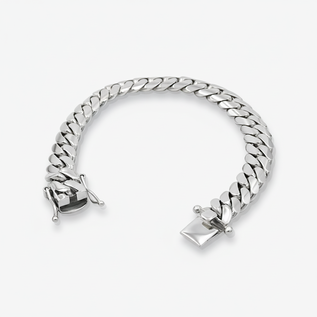 Cuban Link Bracelet 10mm Silver Cuban Link Bracelet - Solid Silver Handcrafted in Miami Pochy Jewelry in Miami