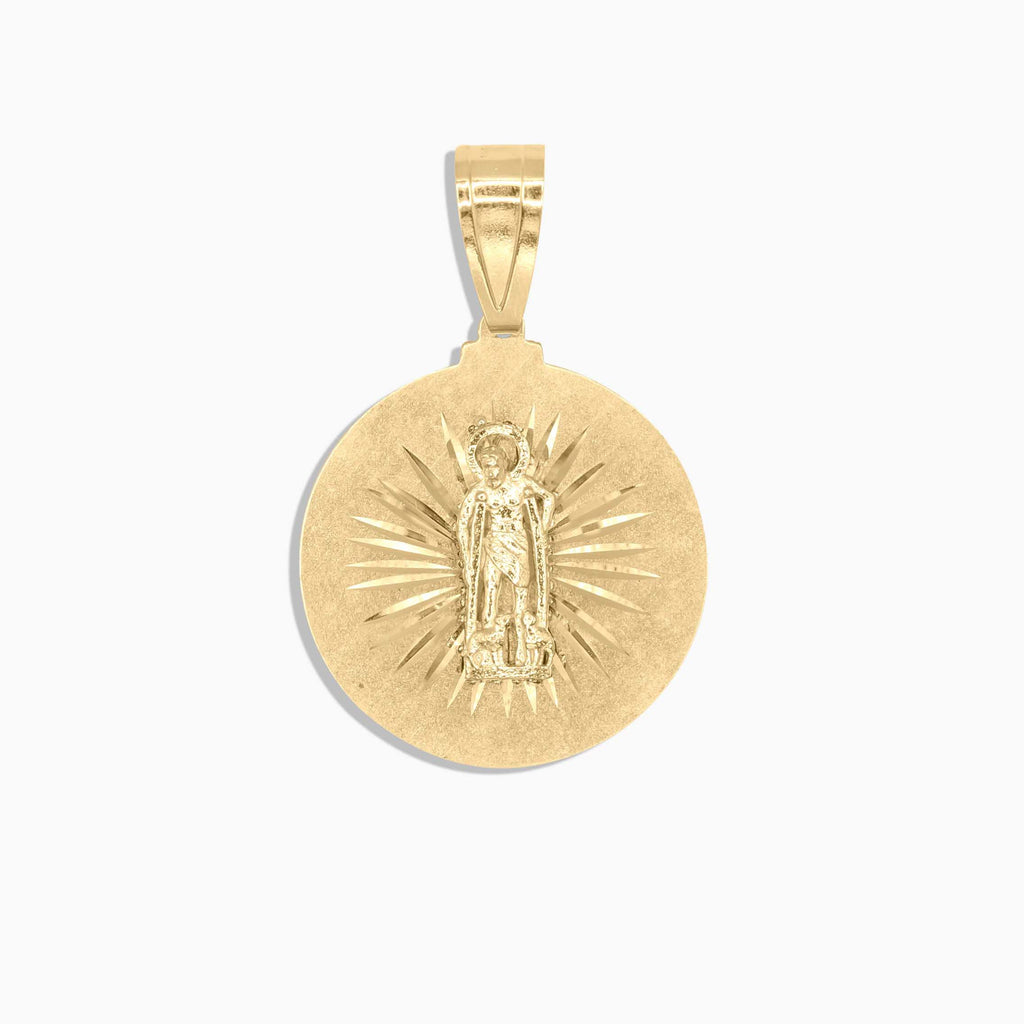 Pendants 10K Gold Round Saint Lazarus Medal Pendant – Religious Jewelry Pochy Jewelry in Miami