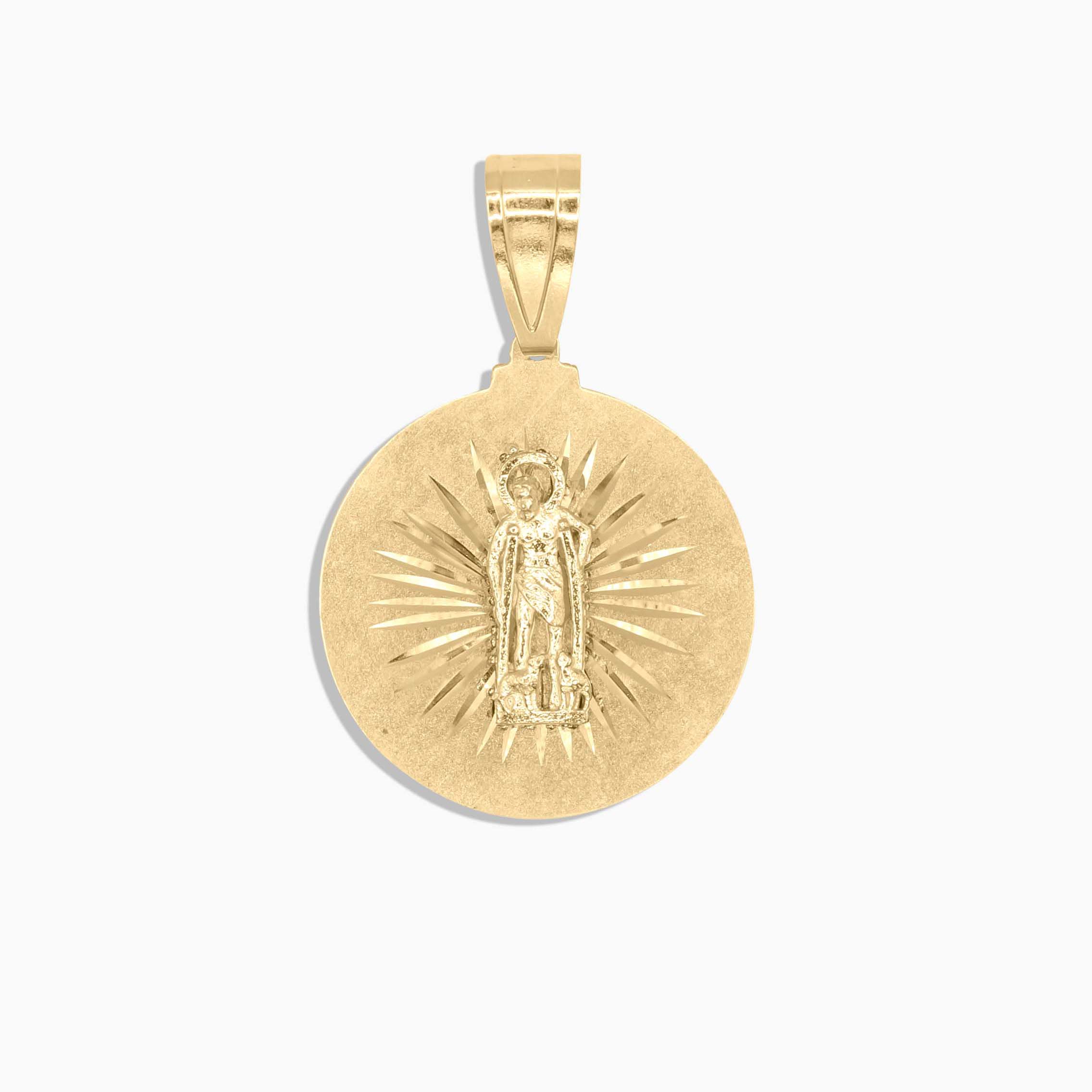 Pendants 10K Gold Round Saint Lazarus Medal Pendant – Religious Jewelry Pochy Jewelry in Miami