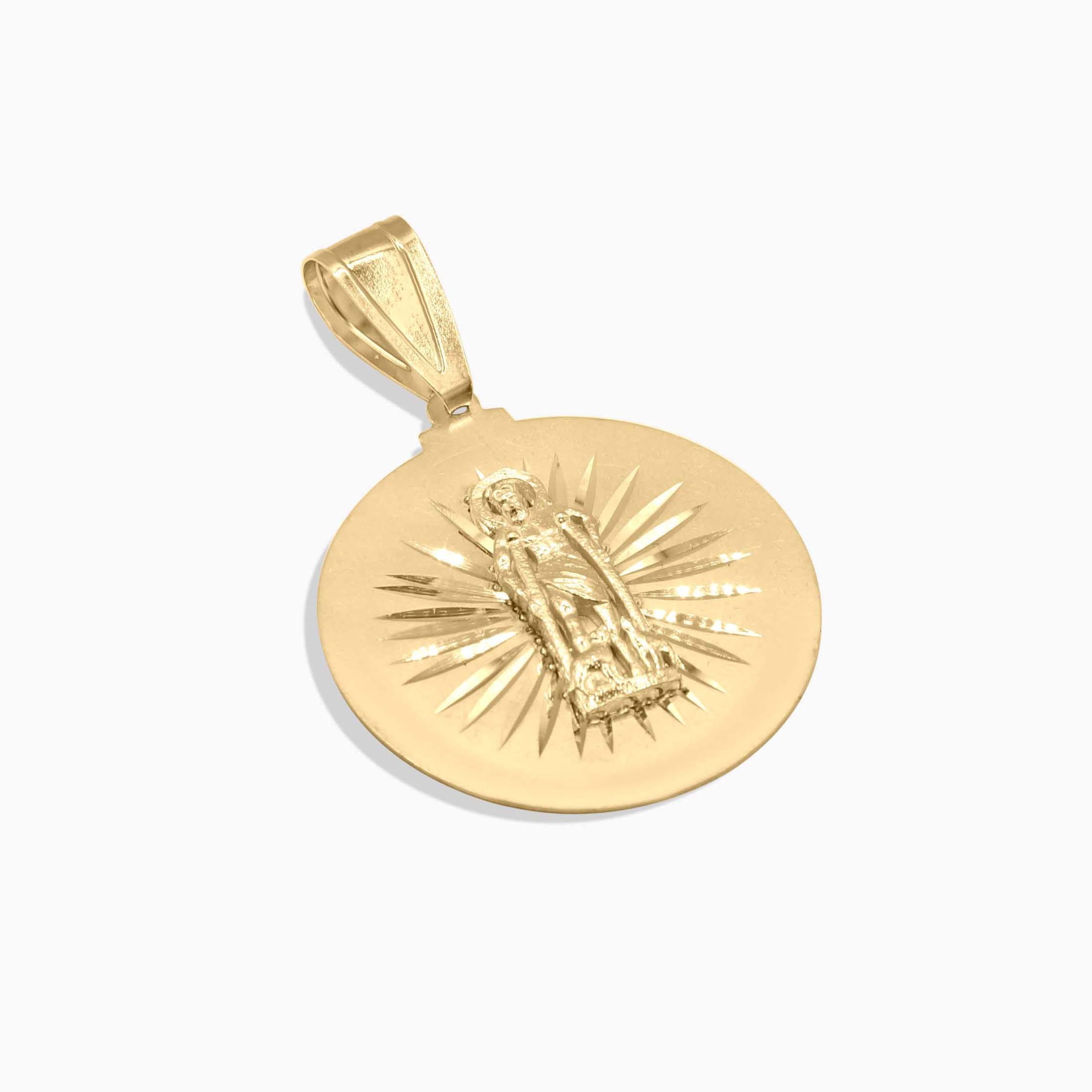 Pendants 10K Gold Round Saint Lazarus Medal Pendant – Religious Jewelry Pochy Jewelry in Miami