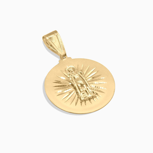 Pendants 10K Gold Round Saint Lazarus Medal Pendant – Religious Jewelry Pochy Jewelry in Miami