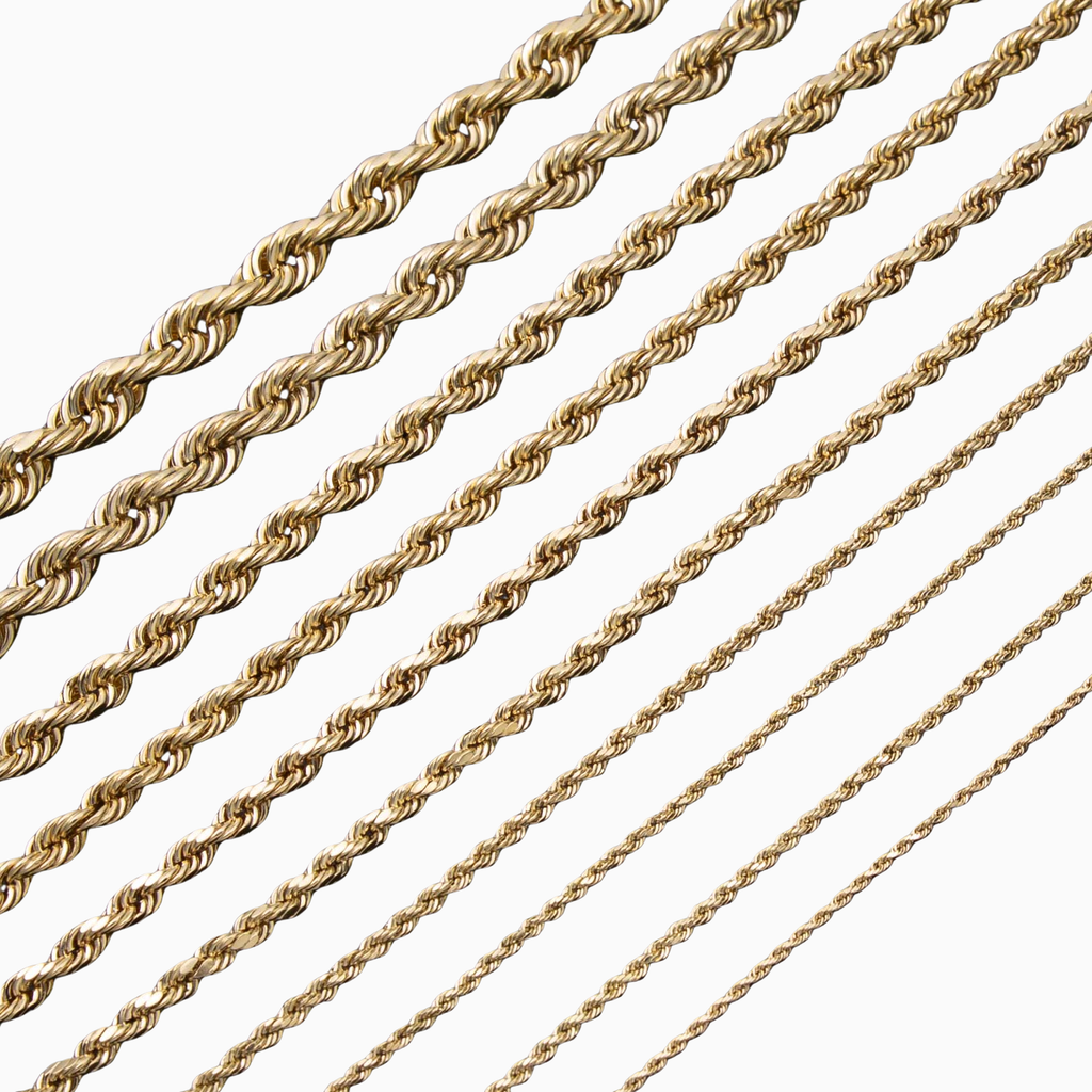 Necklace Rope Chain Hallow in 10K Gold Pochy Jewelry in Miami
