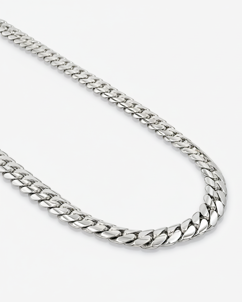 Cuban Link Chain 7mm Silver Handmade Cuban Link Chain Pochy Jewelry in Miami