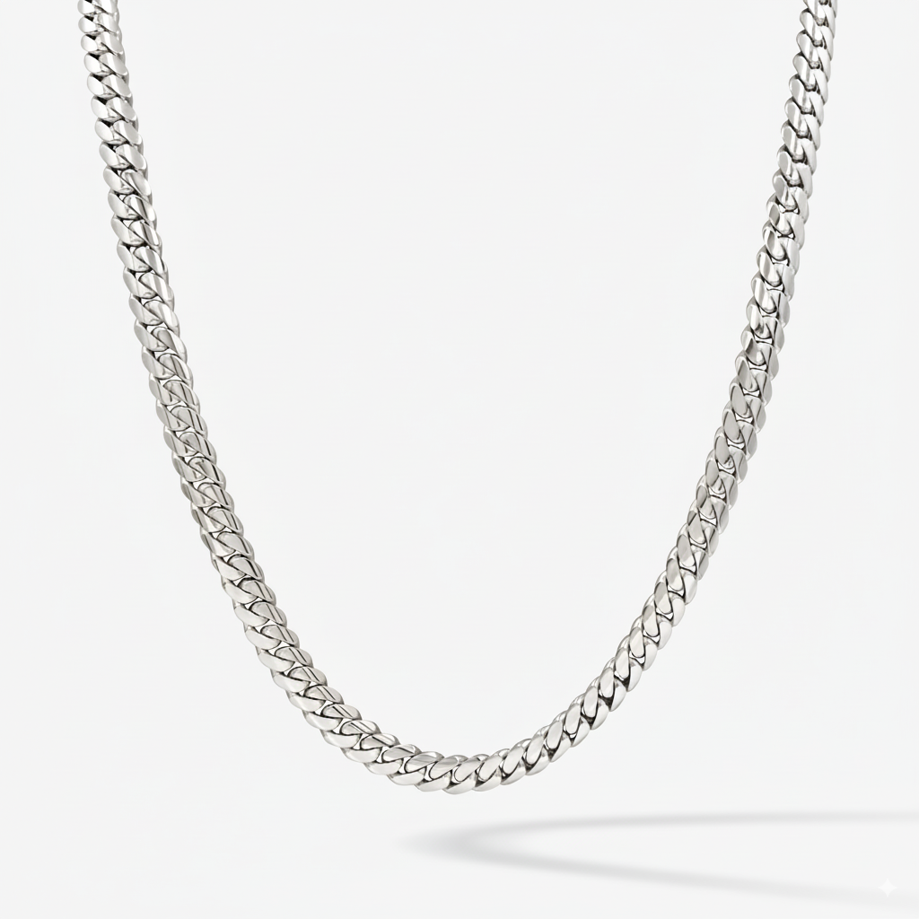 Cuban Link Chain 7mm Silver Handmade Cuban Link Chain Pochy Jewelry in Miami