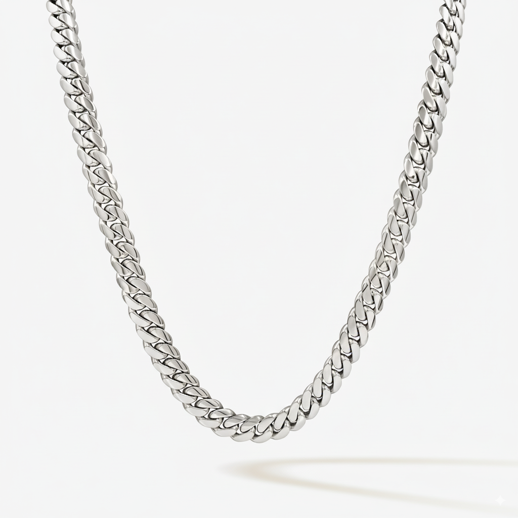 Cuban Link Chain 11mm Silver Handmade Cuban Link Chain Pochy Jewelry in Miami