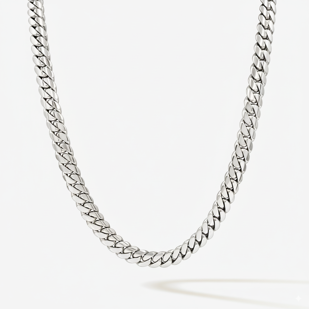 Cuban Link Chain 10mm Silver Handmade Cuban Link Chain Pochy Jewelry in Miami