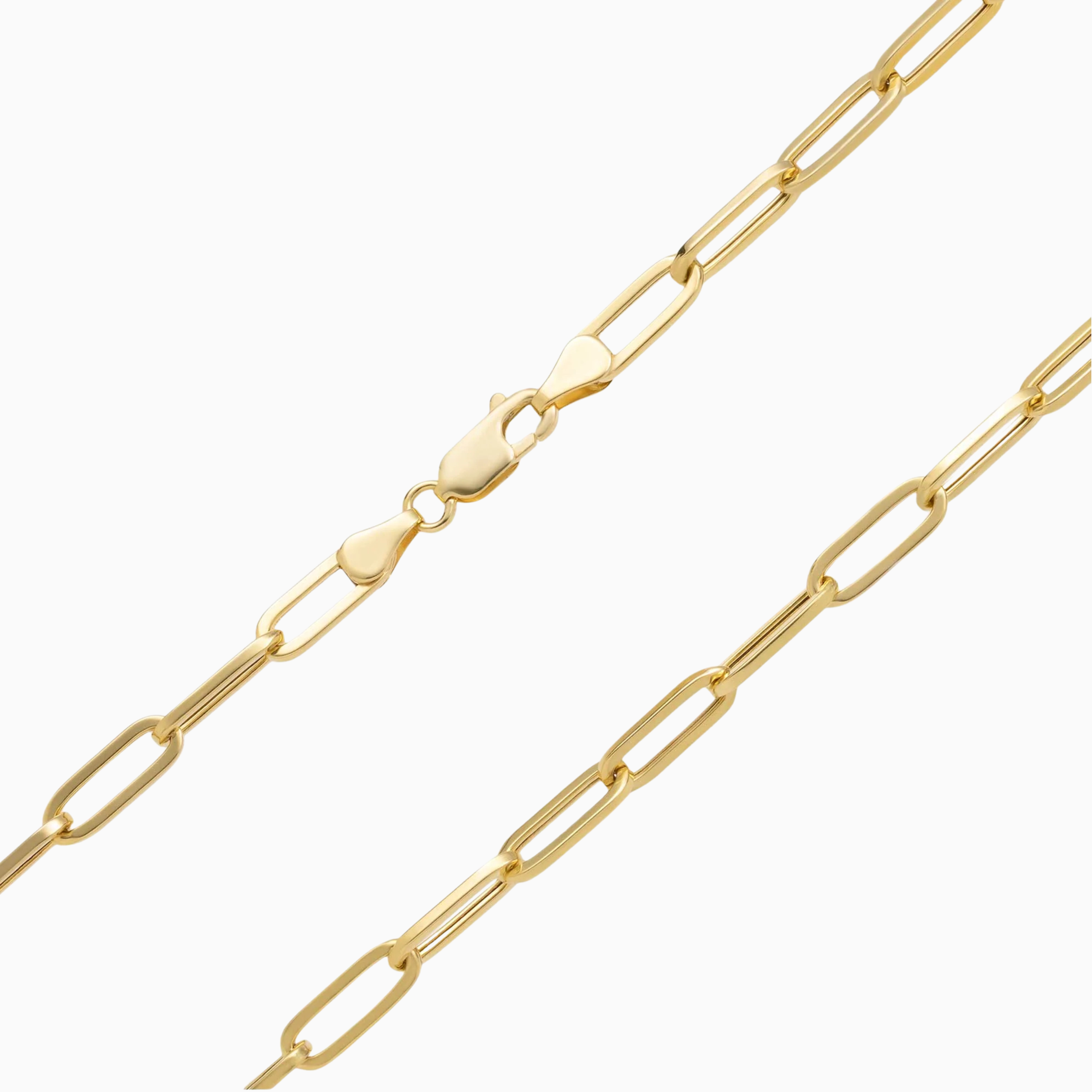 Women's Necklace 10K Hallow Gold Paper Clip Chain Pochy Jewelry in Miami