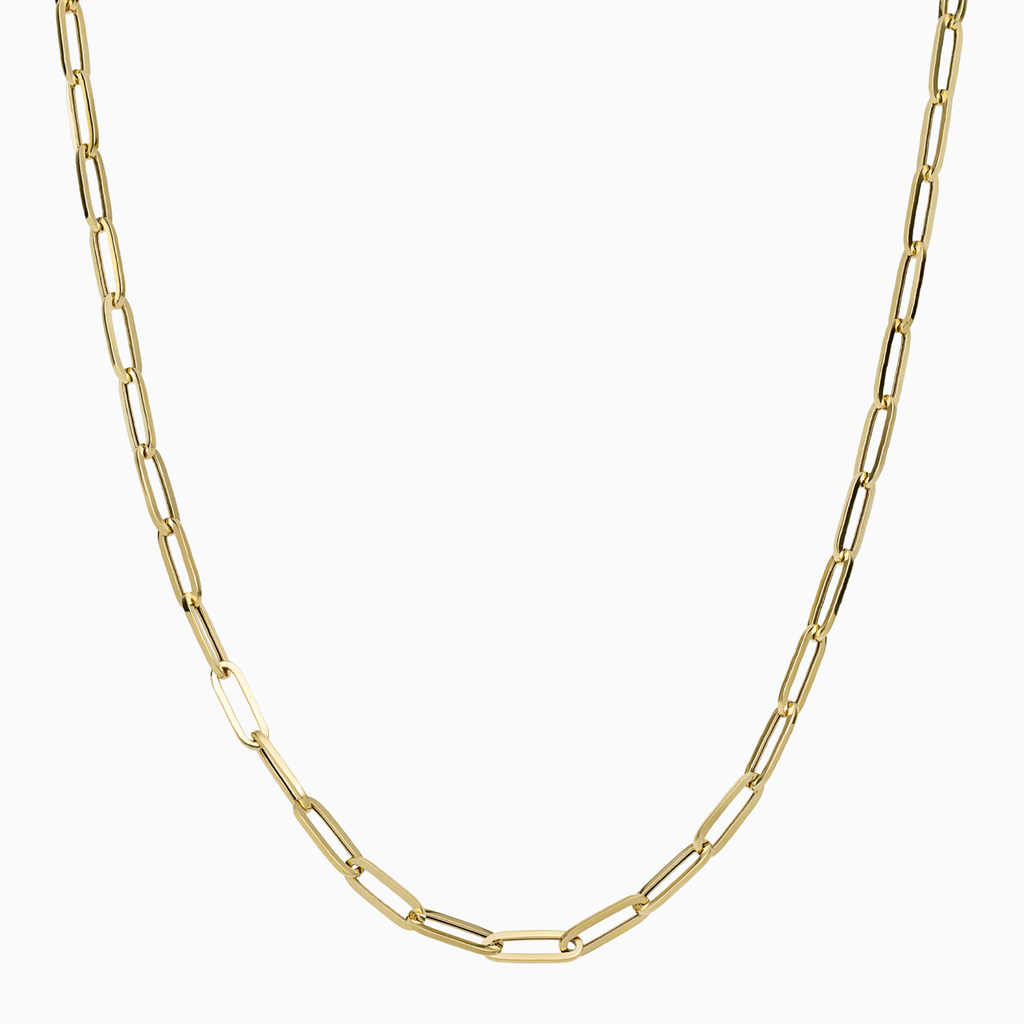 Women's Necklace 10K Hallow Gold Paper Clip Chain Pochy Jewelry in Miami