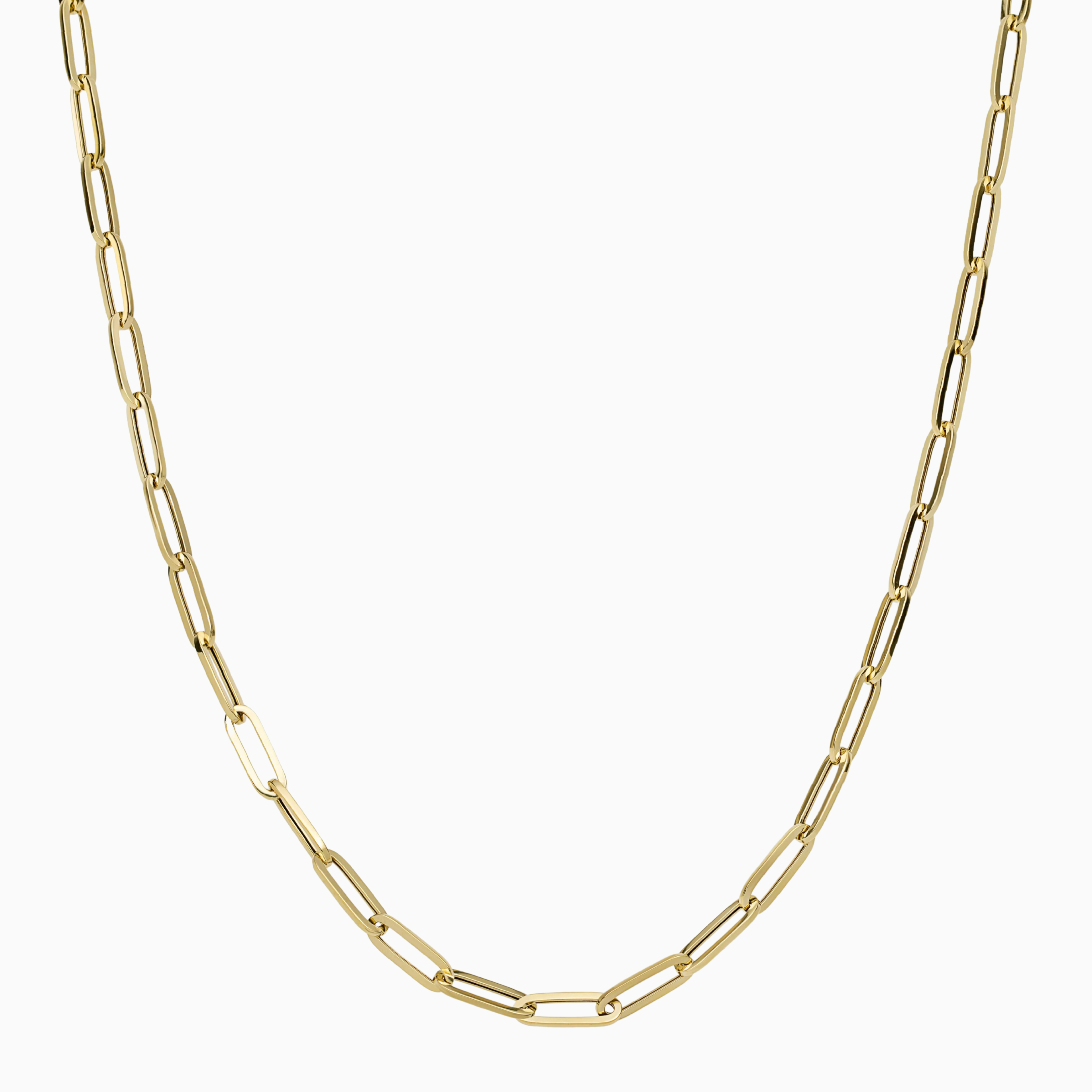 Women's Necklace 10K Hallow Gold Paper Clip Chain Pochy Jewelry in Miami