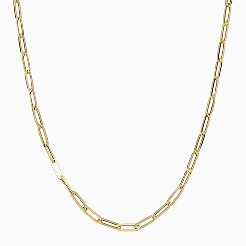 Women's Necklace 10K Hallow Gold Paper Clip Chain Pochy Jewelry in Miami