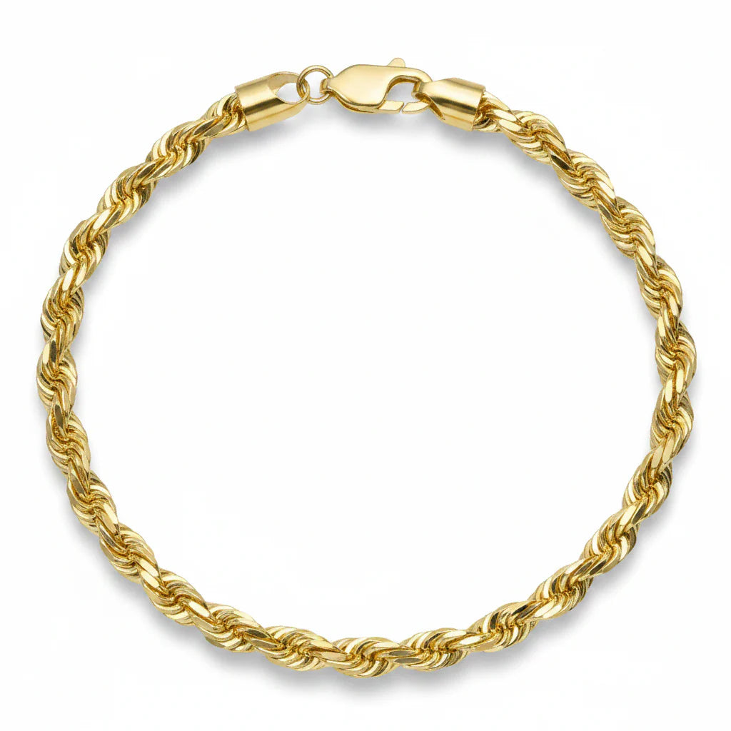 Men's Bracelet 10K Yellow Gold Rope Bracelet Pochy Jewelry in Miami