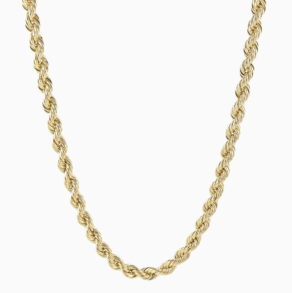 Necklace Rope Chain Hallow in 10K Gold Pochy Jewelry in Miami