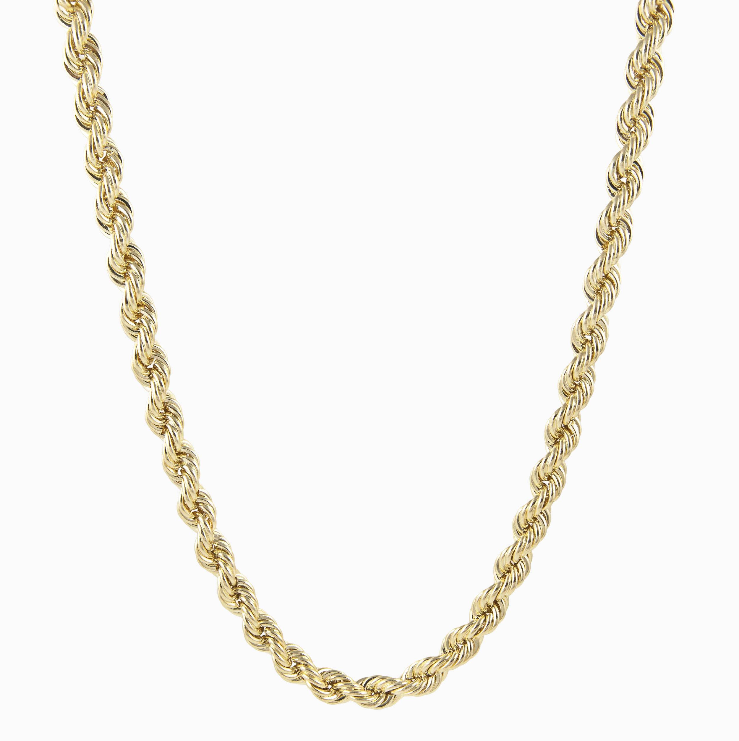 Necklace Rope Chain Hallow in 10K Gold Pochy Jewelry in Miami